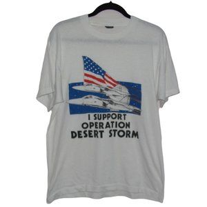 Mens' Vintage "I Support Operation Desert Storm" Single Stitch T-Shirt w/ Flaws
